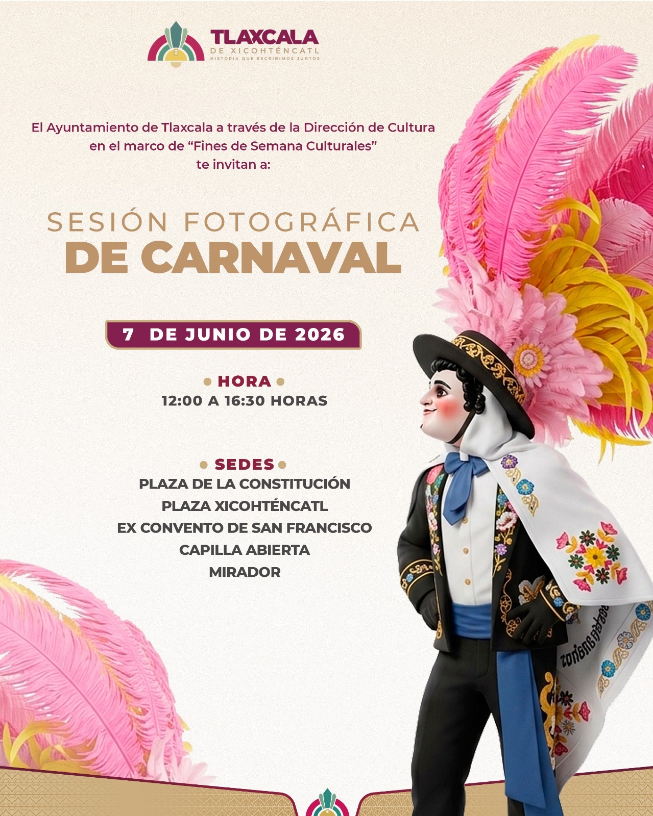 Invita Ayuntamiento de Tlaxcala a disfrutar de los ‘Fines de semana culturales’ a partir de este domingo 7 de junio